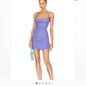 Miaou Anya mesh mini dress | purple plaid | NWT